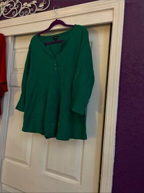 torrid Emerald Green Long Sleeve Henley Top